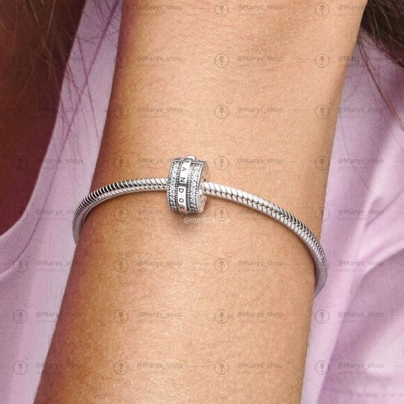 Pandora Sparkling Pavé Lines & Logo Clip Charm|Pendant - Picture 2 of 2